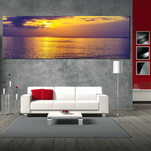 Load image into Gallery viewer, calm  sea  canvas  wall  art  yellow  sunset  ocean  canvas  artwork  blue  clouds  ocean  1  piece  canvas  print In Living Room
