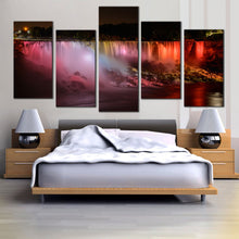 Load image into Gallery viewer, canada niagara Falls night by colorful lights 5 piece canvas artwork For Bedroom
