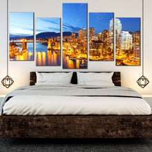 Load image into Gallery viewer, canal in Vancouver in the evening multi panel 5 piece canvas art For Your Bedroom
