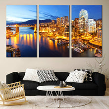 Load image into Gallery viewer, canal in Vancouver in the evening multi panel canvas art For Living Room
