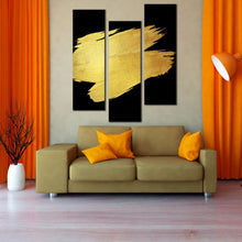 Load image into Gallery viewer, canvas  print  gold  brush  stroke  on  black In Living Room
