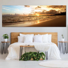 Load image into Gallery viewer, caribbean  sea  canvas  print  yellow  cloudy  sunset  ocean  1  piece  canvas  wall  art  brown  ocean  beach  canvas  artwork For Bedroom
