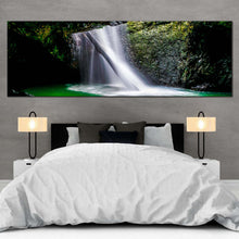 Load image into Gallery viewer, cave  waterfall  canvas  print  green  natural  bridge  waterfall  panoramic  canvas  wall  art  white  waterfall  scenery  canvas  artwork In  Bedroom
