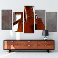 Load image into Gallery viewer, cello music canvas print brown cello instrument 5 piece canvas wall art white isolated cello close up multiple canvas For Living room
