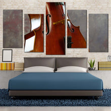 Load image into Gallery viewer, cello music canvas print brown cello instrument 5 piece canvas wall art white isolated cello close up multiple canvas For Bedroom
