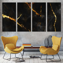 Load image into Gallery viewer, ceramic abstract canvas print brown gold abstract marble 4 piece canvas wall art marble stone multiple canvas For Living Room
