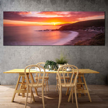 Load image into Gallery viewer, challaborough  bay  canvas  wall  art  cloudy  yellow  sunset  ocean  landscape  1  piece  canvas  print  brown  ocean  beach  canvas  artwork For Dinning Room
