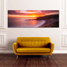 Load image into Gallery viewer, challaborough  bay  canvas  wall  art  cloudy  yellow  sunset  ocean  landscape  1  piece  canvas  print  brown  ocean  beach  canvas  artwork In Living Room
