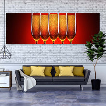 Load image into Gallery viewer, champagne  celebration  canvas  print  sexy  champagne  glasses  party  panoramic  canvas  wall  art  orange  red  champagne  crystal  glasses  canvas  artwork For Living Room
