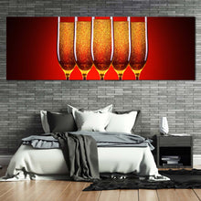 Load image into Gallery viewer, champagne  celebration  canvas  print  sexy  champagne  glasses  party  panoramic  canvas  wall  art  orange  red  champagne  crystal  glasses  canvas  artwork For Bedroom
