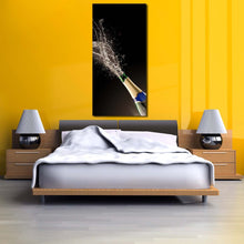 Load image into Gallery viewer, champagne  exploding  canvas  wall  art  green  blue  champagne  bottle  1  piece  canvas  artwork  champagne  cork  splash  canvas  print In Bedroom
