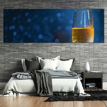 Load image into Gallery viewer, champagne  glass  canvas  print  yellow  champagne  1  piece  canvas  wall  art  blue  background  alcohol  wide  canvas  artwork For Bedroom
