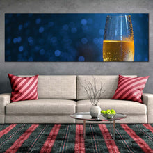 Load image into Gallery viewer, champagne  glass  canvas  print  yellow  champagne  1  piece  canvas  wall  art  blue  background  alcohol  wide  canvas  artwork For Living Room
