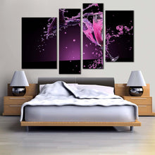 Load image into Gallery viewer, champagne glasses canvas print champagne celebrate canvas set purple red champagne splash 4 piece canvas wall art In Bedroom
