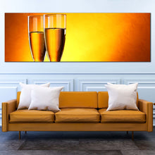 Load image into Gallery viewer, champagne  glasses  canvas  print  romantic  orange  champagne  glasses  panoramic  canvas  wall  art  yellow  alcohol  glasses  canvas  artwork For Living Room
