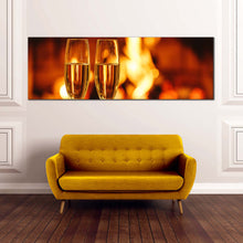 Load image into Gallery viewer, champagne  glasses  canvas  print  two  orange  yellow  alcohol  glasses  panoramic  canvas  wall  art  champagne  drink  canvas  artwork In Living Room
