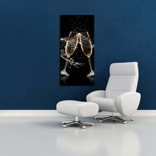 Load image into Gallery viewer, champagne  party  canvas  print  two  glasses  of  yellow  champagne  vertical  canvas  wall  art  brown  champagne  glasses  liquid  canvas  artwork For Living Room
