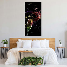 Load image into Gallery viewer, champagne  splash  canvas  wall  art  colorful  alcohol  glass  splashing  1  piece  vertical  canvas  artwork  champagne  digital  artwork  canvas  print For Bedroom
