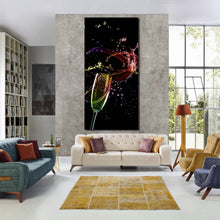 Load image into Gallery viewer, champagne  splash  canvas  wall  art  colorful  alcohol  glass  splashing  1  piece  vertical  canvas  artwork  champagne  digital  artwork  canvas  print For Living Room
