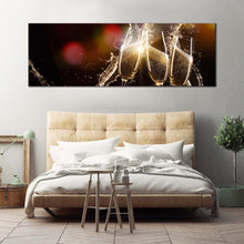 Load image into Gallery viewer, champagne  splash  canvas  wall  art  red  abstract  champagne  glasses  1  piece  canvas  print  yellow  champagne  liquid  burst  canvas  artwork For Bedroom
