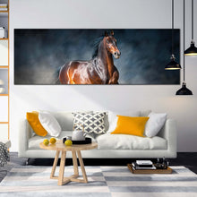 Load image into Gallery viewer, chestnut  horse  canvas  wall  art  black  brown  horse  running  forward  1  piece  canvas  print  horse  galloping  canvas  artwork In Living Room
