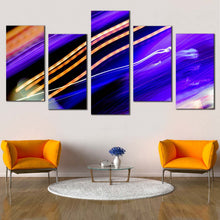 Load image into Gallery viewer, city lights canvas wall art blue modern abstract lights canvas set digital orange bright abstract 5 piece canvas print For Living Room
