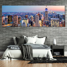 Load image into Gallery viewer, city  skyline  canvas  wall  art  empire  state  building  canvas  artwork  blue  new  york  cityscape  canvas  print  midtown  manhattan  yellow  sunset  sky  1  piece  canvas For Bedroom
