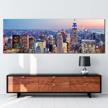 Load image into Gallery viewer, city  skyline  canvas  wall  art  empire  state  building  canvas  artwork  blue  new  york  cityscape  canvas  print  midtown  manhattan  yellow  sunset  sky  1  piece  canvas For Living Room
