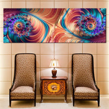 Load image into Gallery viewer, classic  abstract  canvas  wall  art  orange  blue  abstract  elegant  pattern  1  piece  canvas  print  digital  abstract  fractal  wide  canvas In Living Room
