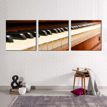 Load image into Gallery viewer, classic  piano  canvas  print  black  white  piano  keyboard  3  piece  canvas  wall  art  orange  acoustic  piano  abstract  triptych  multiple  canvas
