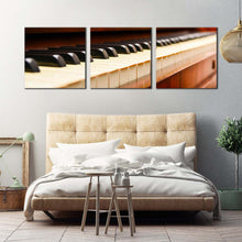 Load image into Gallery viewer, classic  piano  canvas  print  black  white  piano  keyboard  3  piece  canvas  wall  art  orange  acoustic  piano  abstract  triptych  multiple  canvas For Bedroom
