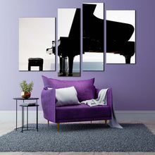 Load image into Gallery viewer, classical piano canvas wall art black elegant piano 4 piece canvas set white abstract musical piano canvas canvas print In Living room
