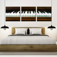 Load image into Gallery viewer, classical  piano  canvas  wall  art  piano  close  up  triptych  canvas  print  white  black  isolated  piano  keyboard  3  piece  multi  canvas For Bedroom
