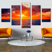 Load image into Gallery viewer, cloudy ocean canvas print russia blue ocean 5 piece canvas wall art sochi orange sky ocean multi canvas For Living Room
