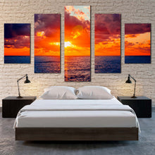 Load image into Gallery viewer, cloudy ocean canvas print russia blue ocean 5 piece canvas wall art sochi orange sky ocean multi canvas For Bedroom
