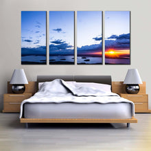 Load image into Gallery viewer, cloudy ocean canvas wall art dramatic yellow sky ocean 4 piece canvas print cadillac mountain blue ocean multiple canvas For Bedroom
