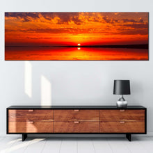 Load image into Gallery viewer, cloudy  ocean  canvas  wall  art  ocean  sunset  seascape  1  piece  canvas  print  red  sunset  dramatic  ocean  canvas  artwork In Living Room
