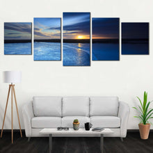 Load image into Gallery viewer, cloudy sea canvas wall art yellow ocean sunrise multiple canvas beautiful blue ocean 5 piece canvas print For Living Room
