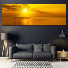 Load image into Gallery viewer, cloudy  seascape  canvas  wall  art  yellow  ocean  sky  1  piece  canvas  wall  art  orange  sea  sunset  reflection  wide  canvas For Living Room
