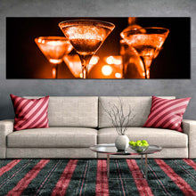 Load image into Gallery viewer, cocktail  celebration  canvas  wall  art  orange  yellow  cocktail  glasses  canvas  artwork  cocktail  party  1  piece  canvas  print In Living Room
