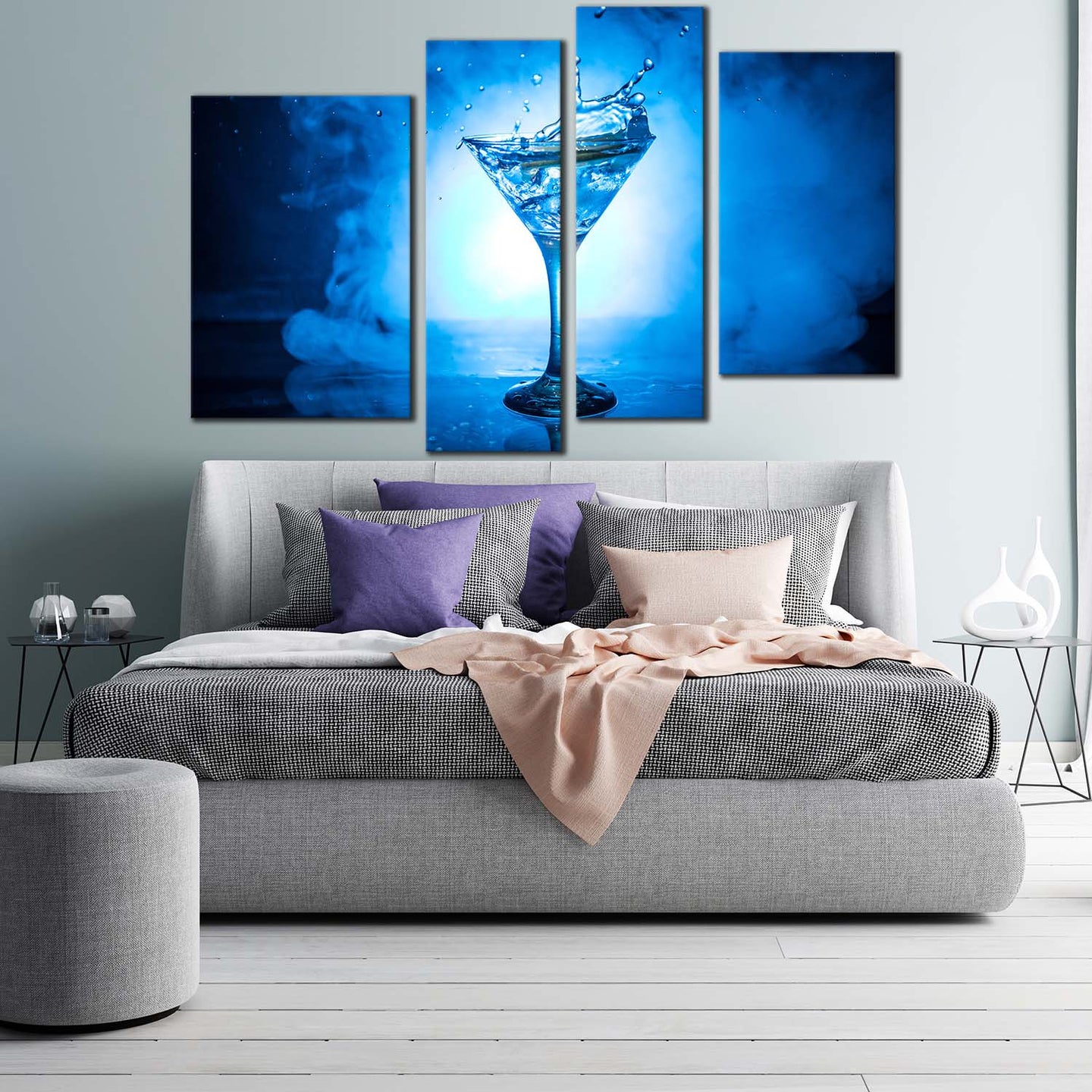 cocktail drink canvas wall art blue martini glass 4 piece canvas print white background martini cocktail splash multiple canvas in bedroom