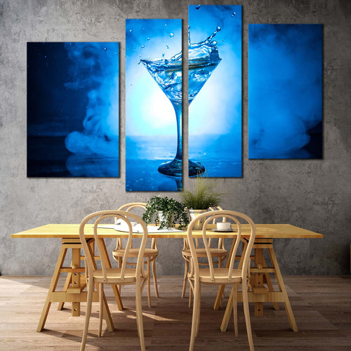 cocktail drink canvas wall art blue martini glass 4 piece canvas print white background martini cocktail splash multiple canvas 