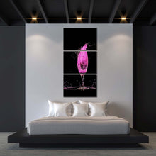 Load image into Gallery viewer, cocktail  explosion  canvas  wall  art  purple  cocktail  splash  3  piece  canvas  set  black  background  cocktail  art  print For Bedroom
