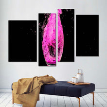 Load image into Gallery viewer, cocktail glass canvas print black background isolated cocktail glass 4 piece canvas wall art purple cocktail digital painting multi canvas 
