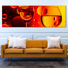 Load image into Gallery viewer, cocktail  glasses  canvas  print  red  yellow  cocktail  party  glasses  panoramic  canvas  wall  art  cocktail  celebration  canvas  artwork In Living Room
