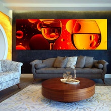 Load image into Gallery viewer, cocktail  glasses  canvas  print  red  yellow  cocktail  party  glasses  panoramic  canvas  wall  art  cocktail  celebration  canvas  artwork For Living Room
