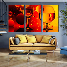 Load image into Gallery viewer, cocktail party canvas wall art cocktail celebration canvas print red yellow cocktail glasses 3 piece canvas set For Living Room
