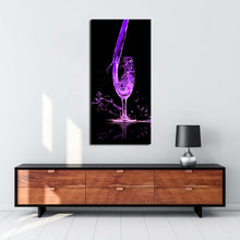 Load image into Gallery viewer, cocktail  pouring  canvas  wall  art  isolated  purple  blue  drink  glass  vertical  canvas  print  cocktail  digital  painting  canvas  artwork In Living Room
