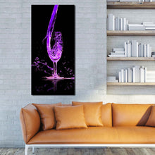 Load image into Gallery viewer, cocktail  pouring  canvas  wall  art  isolated  purple  blue  drink  glass  vertical  canvas  print  cocktail  digital  painting  canvas  artwork For Living Room
