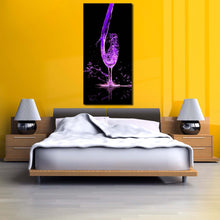 Load image into Gallery viewer, cocktail  pouring  canvas  wall  art  isolated  purple  blue  drink  glass  vertical  canvas  print  cocktail  digital  painting  canvas  artwork In Bedroom
